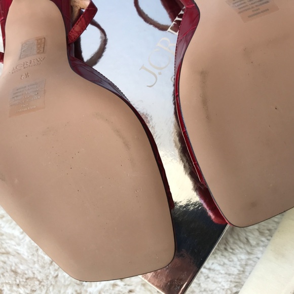 Red leather J Crew sandals size 8.5 - Picture 6 of 11